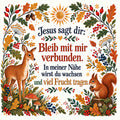 Christliche Folk-Art-Karte „Bleib mit mir verbunden“