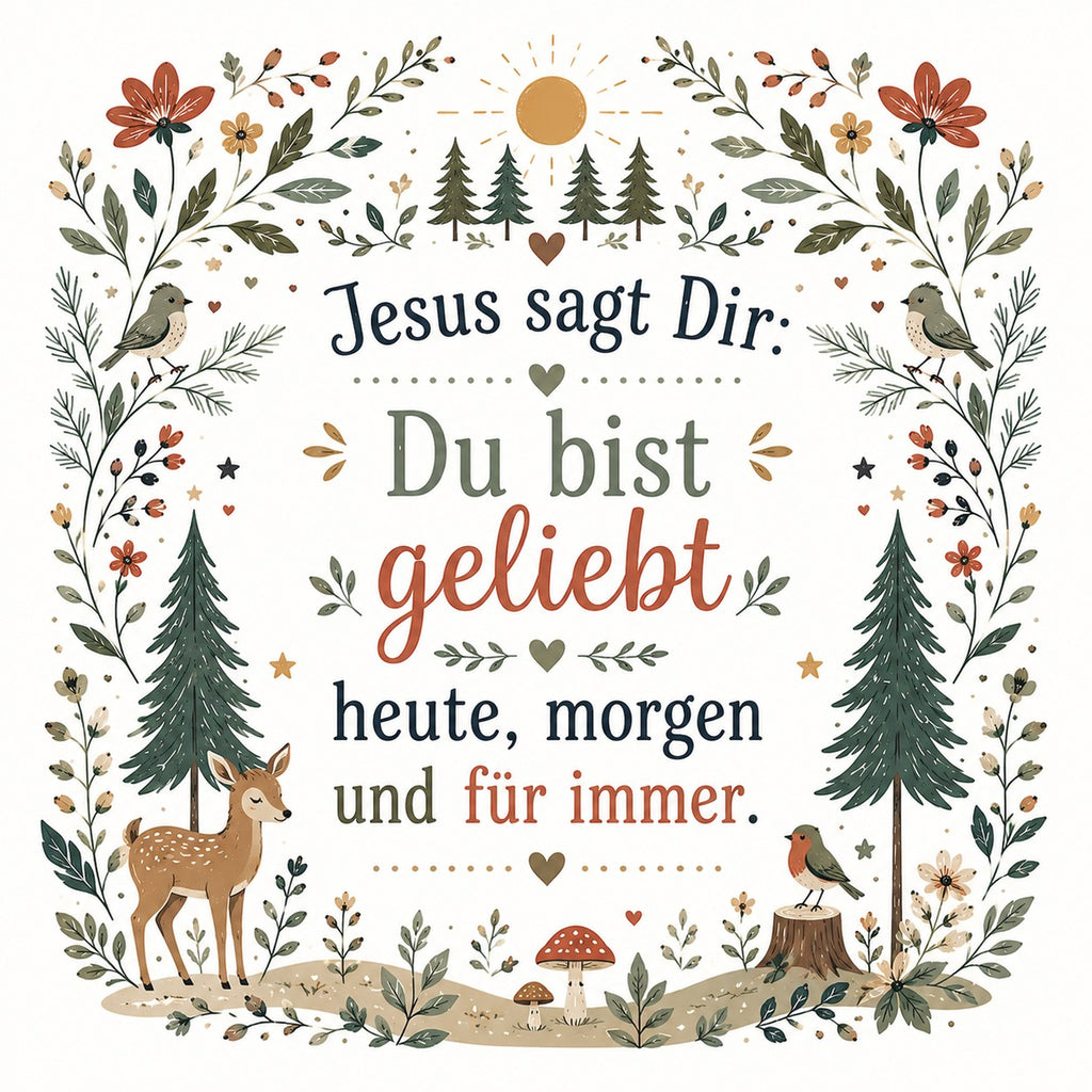 Christliche Folk-Art-Karte „Du bist geliebt“