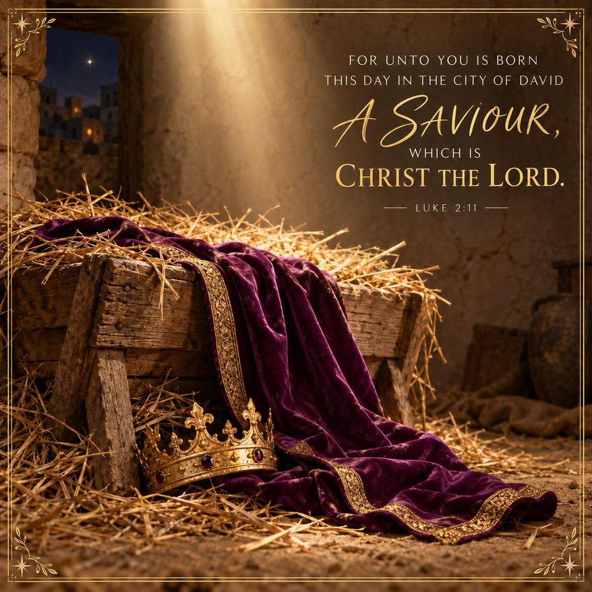 Christliche Weihnachtskarte „A Saviour is Born“ | Lukas 2,11
