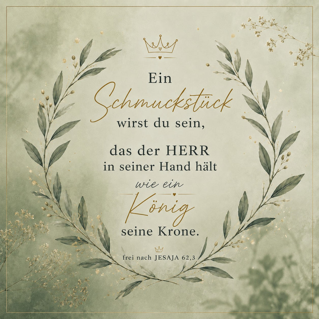 Christliche Kunstkarte "Ein Schmuckstück wirst du sein" Salbei / Jesaja 62,3
